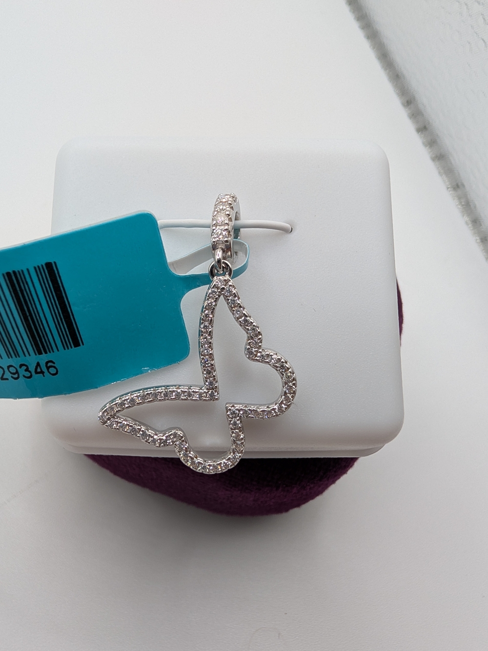 NWT 0.35 CTW D VVS Moissanite Butterfly Pendant Italian Sterling Silver Necklace